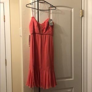 super flirty coral cocktail dress badgley mischka